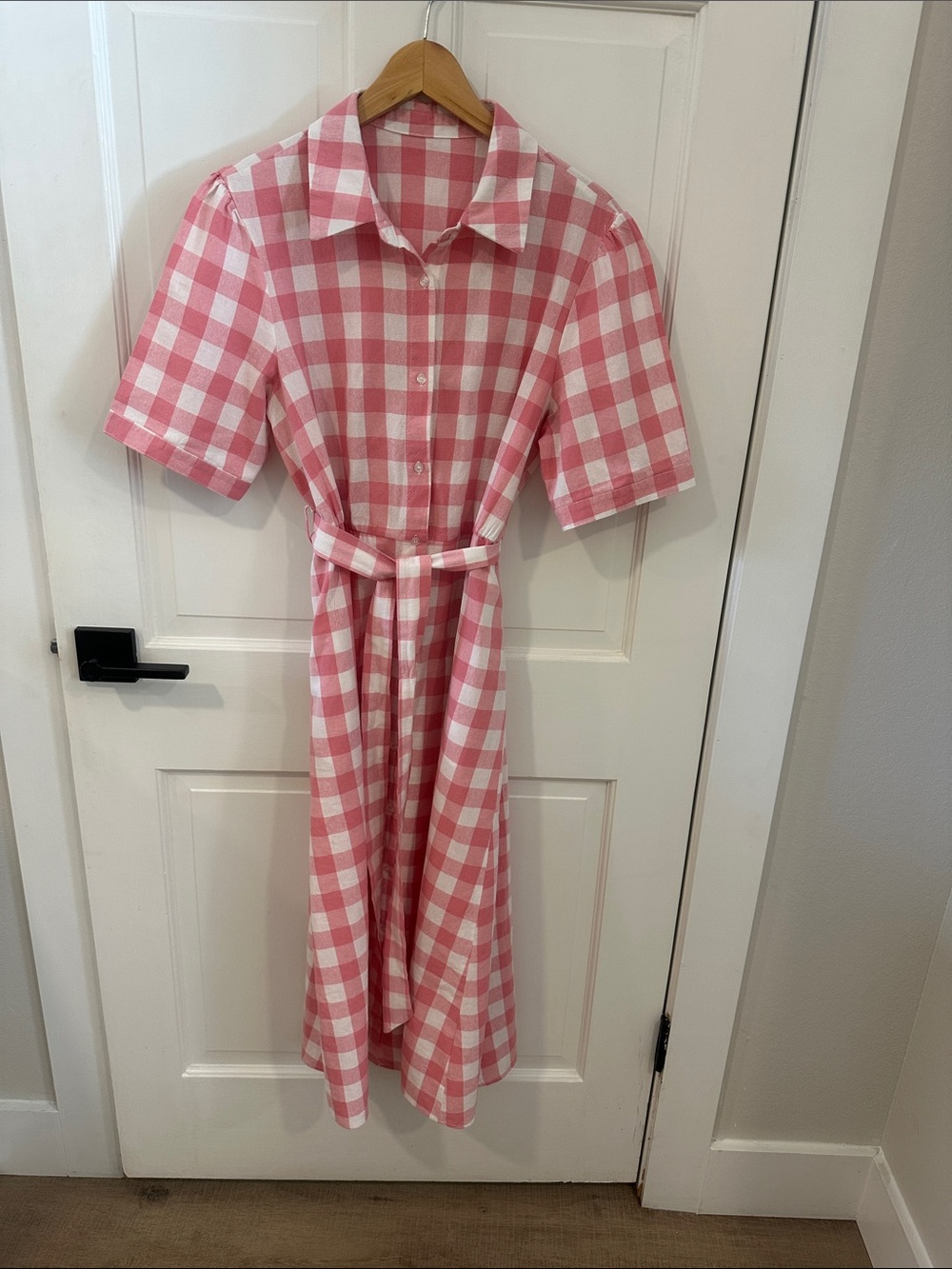 Pink Gingham Shirt Dress with Tie Belt - Kids